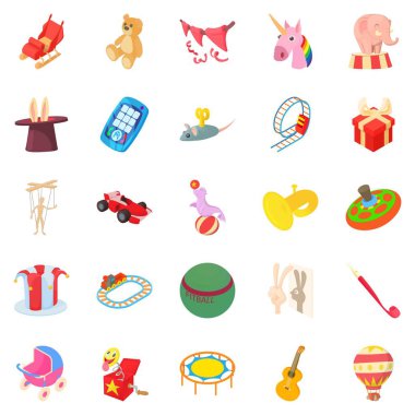 Eğlence çocuk simgeler kümesi, karikatür tarzı için