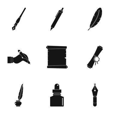 Kalem tipi simge seti, basit tarzı