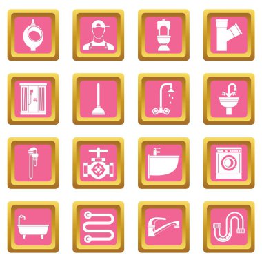 Sıhhi tesisat simgeler pembe