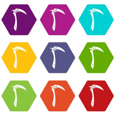 Renk altı yüzlü kama silah Icon set