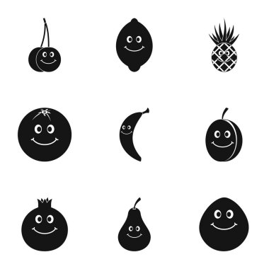 Meyve yüz simge seti, basit tarzı