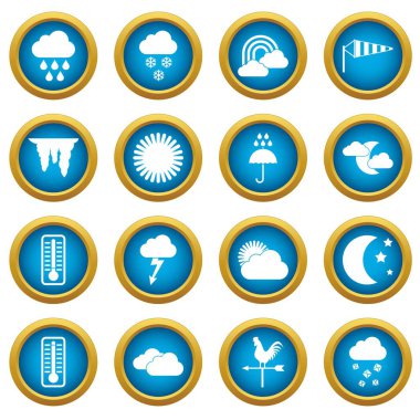 Hava simgeleri mavi daire seti