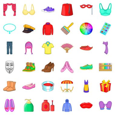 Süsleme Icons set, karikatür tarzı