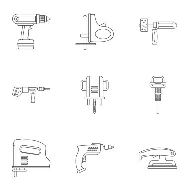 Ev elektrik aracı simge seti, anahat stili
