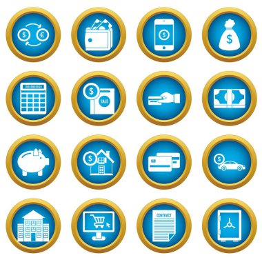 Kredi simgeleri mavi daire seti