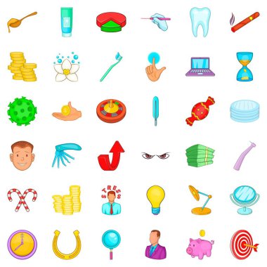 Diş macunu Icons set, karikatür tarzı