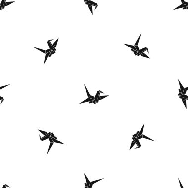 Kuş origami desen sorunsuz siyah