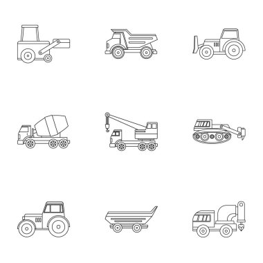 İnşaat ağır vasıta simge seti, anahat stili