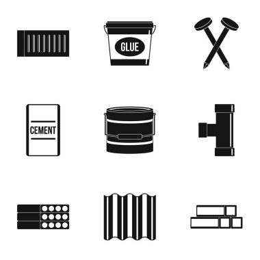 Ev inşaat aracı simge seti, basit tarzı