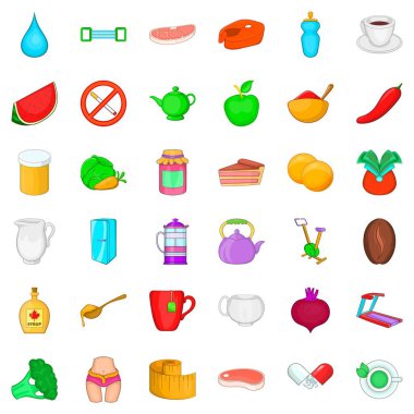 Diyet Icons set, karikatür tarzı