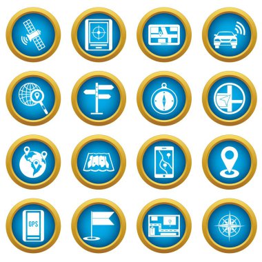 Gezinme simgeleri mavi daire seti