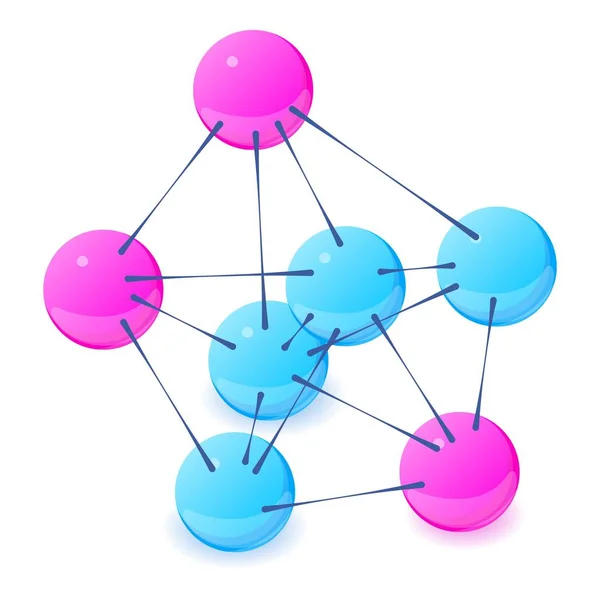 Icono de molécula de tres centros, estilo isométrico 3d — Vector de stock