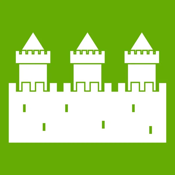Mittelalterliche Mauer und Türme Symbol grün — Stockvektor