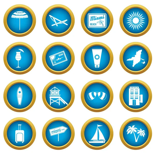 Miami simgeleri mavi daire seti