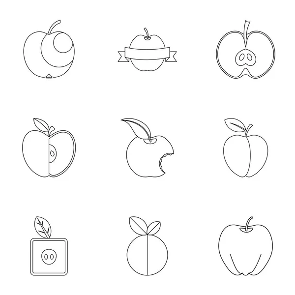 Apple icon set, outline style — Stock Vector