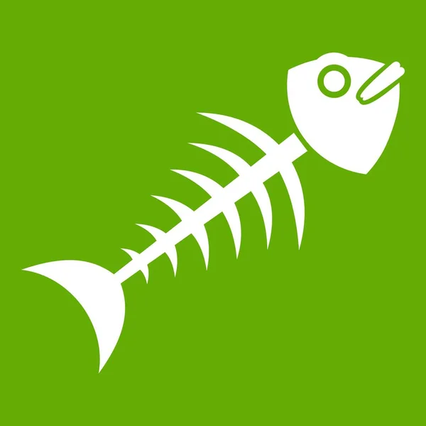 Hueso de pescado icono verde — Vector de stock