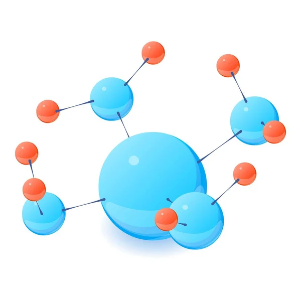 Complex molecuul pictogram, isometrische 3D-stijl — Stockvector