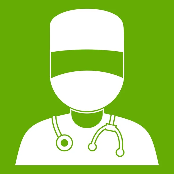 Médico con máscara icono verde — Archivo Imágenes Vectoriales