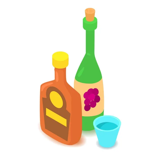 Icône alcool, dessin animé isométrique style 3d — Image vectorielle