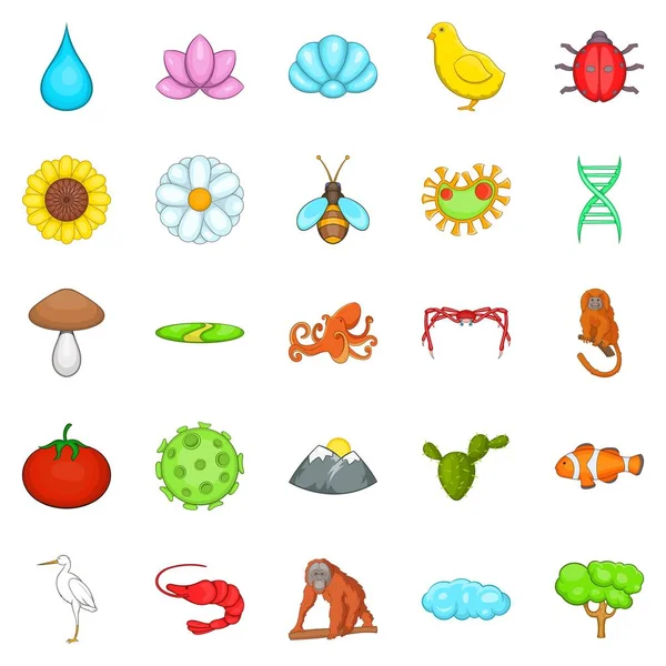 Environment icons set, cartoon style — Stock Vector