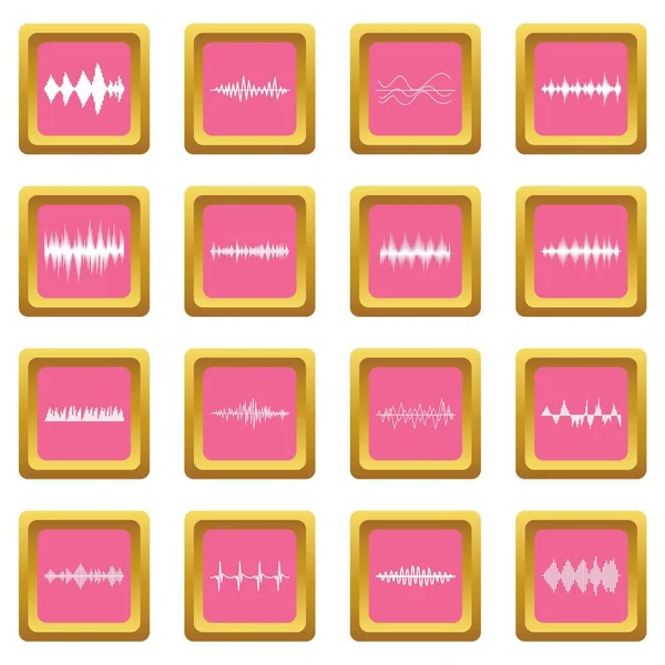 Sound wave icons pink — Stock Vector