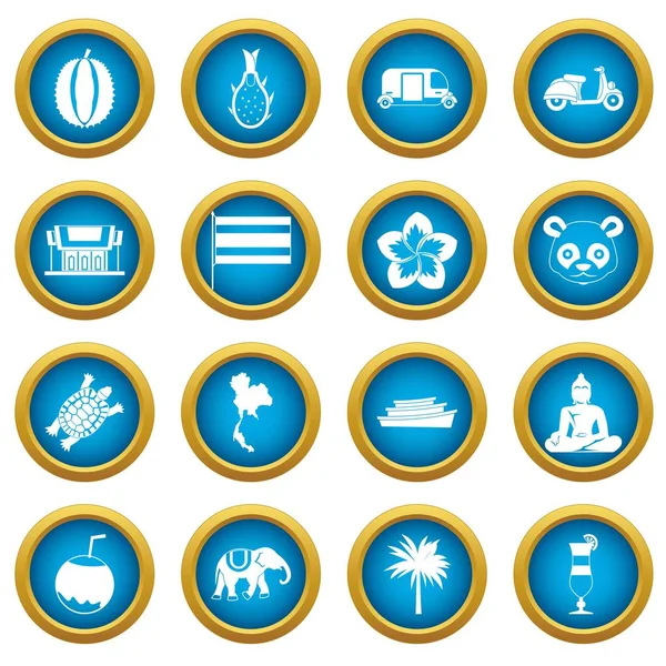 Costa Rica iconos conjunto círculo azul — Vector de stock
