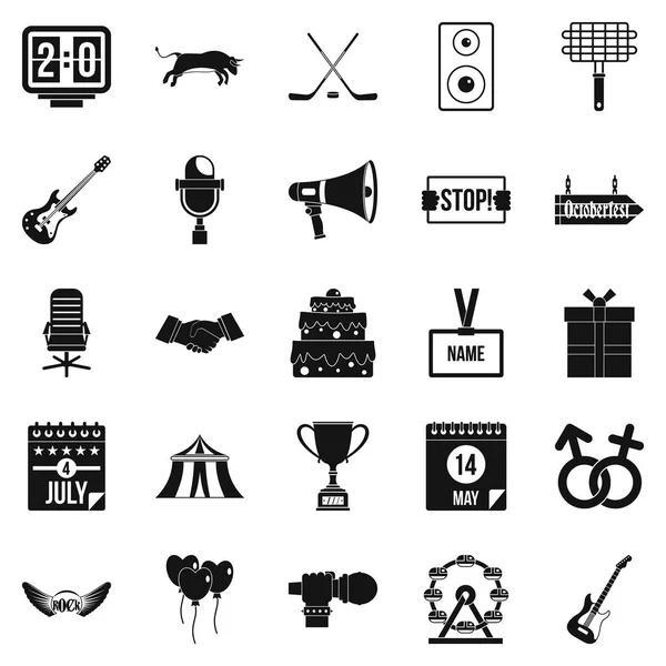 Conjunto de iconos de evento, estilo simple — Vector de stock