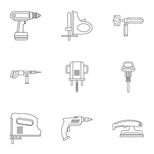 Conjunto de iconos de herramienta eléctrica de la casa, estilo de esquema — Archivo Imágenes Vectoriales