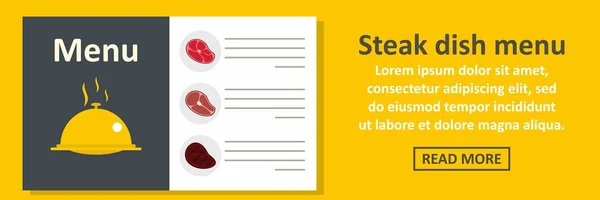 Steak Teller Menü Banner horizontales Konzept — Stockvektor