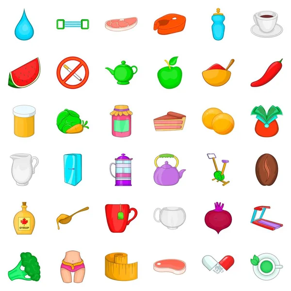 Diyet Icons set, karikatür tarzı