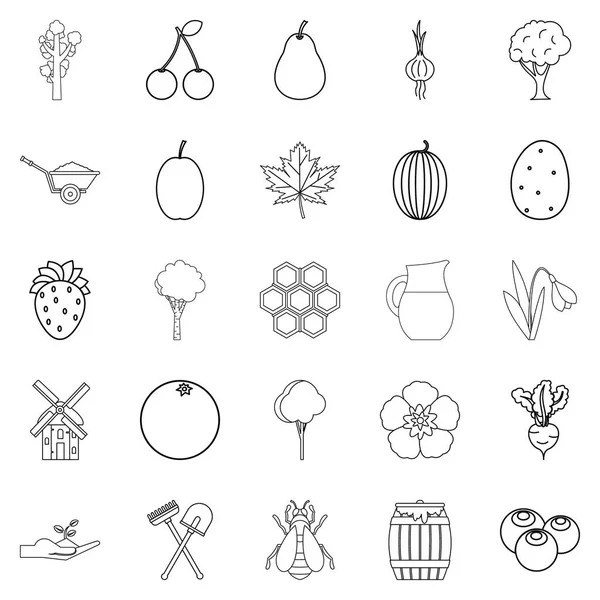 Conjunto de iconos de trama, estilo de esquema — Vector de stock