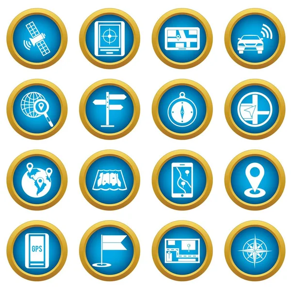 Navigation icons blue circle set — Stock Vector