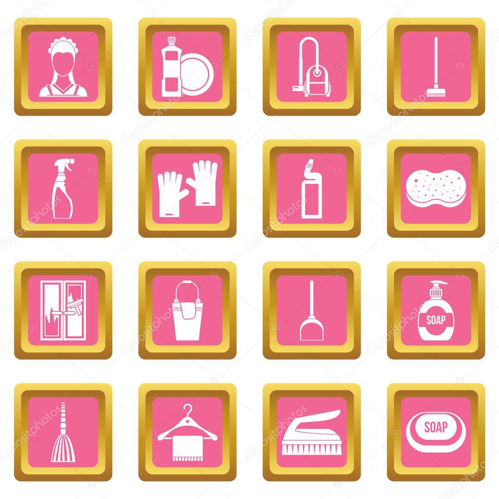 House cleaning icons pink
