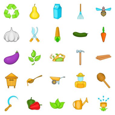 Icons set tarım, karikatür tarzı
