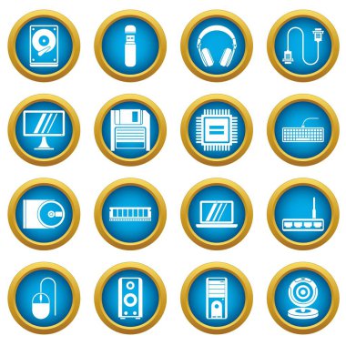 Bilgisayar simgeleri mavi daire seti