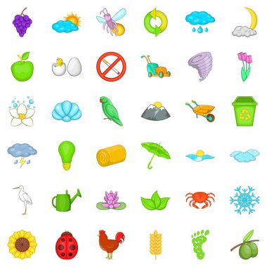 Gezegen Icons set, karikatür tarzı