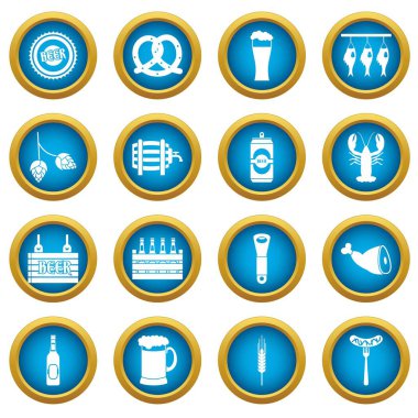 Bira simgeleri mavi daire seti