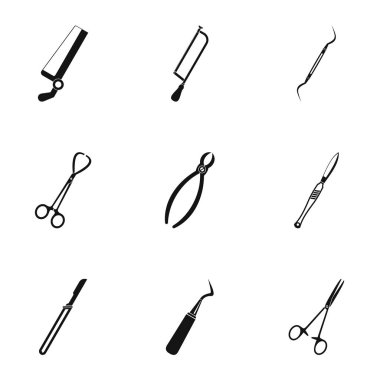 Medikal cerrahi aksesuar simge seti, basit tarzı