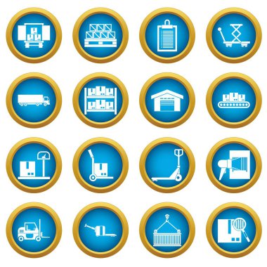 Lojistik simgeleri mavi daire seti