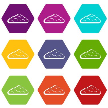 Renk altı yüzlü ıslak bulut Icon set