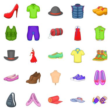 Moda şeyler Icons set, karikatür tarzı