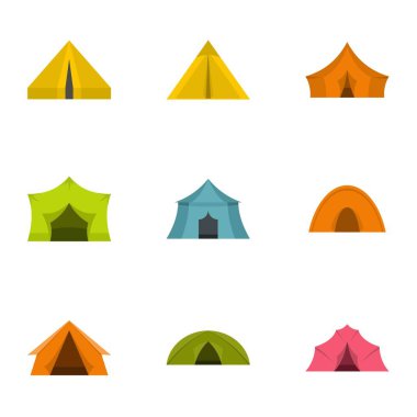 Çadır formu simge seti, düz stil