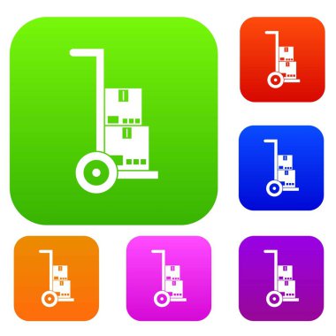 El arabası ile kartonlar koleksiyonu ayarla