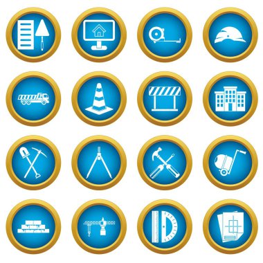 İnşaat simgeleri mavi daire ayarlayın