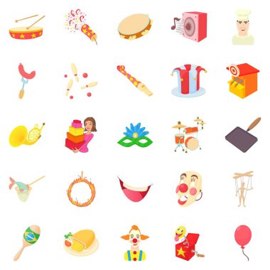 Afiş gün simgeler ayarla, tarzı çizgi film