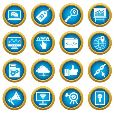 SEO simgeleri mavi daire seti