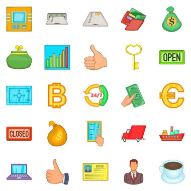 Anahtar, karikatür tarzı güvenli simge seti