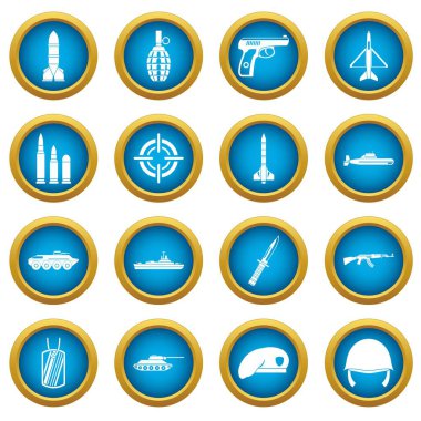 Askeri simgeleri mavi daire seti