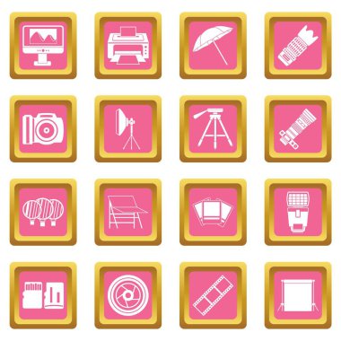 Fotoğraf studio simgeler pembe