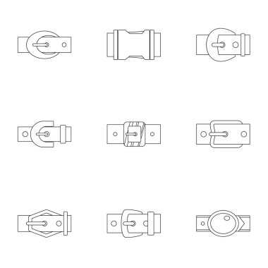 Modern kemer tokası simge seti, anahat stili